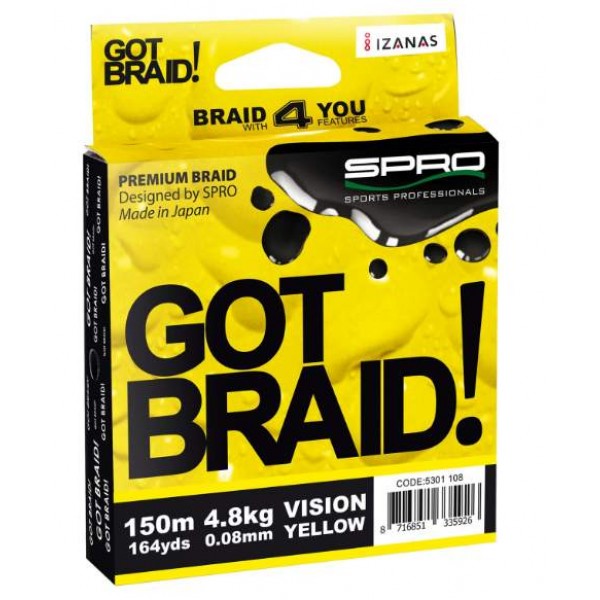SPRO Got Braid Vision Yellow 150m (Upredene strune) - www.eribolov.rs
